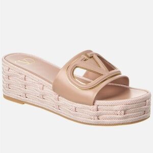 NEW Valentino Garavani Women’s VLogo Cutout Leather Slide Wedge Sandal 38(8)
